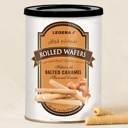 LEGERA Wafer Rolls Pack 125 gm - Salted Caramel Design by Davi Giolo ★