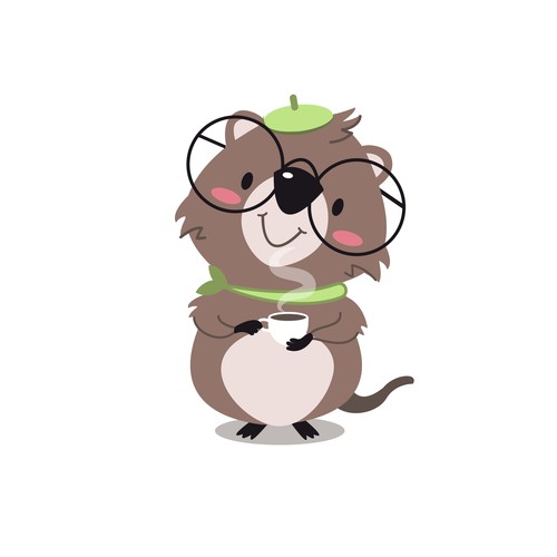 Quokka (the happiest animal in the world) mascot for AI powered wellness app Design by majavillosa