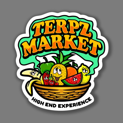 Design a fruit basket logo with faces on high terpene fruits for a cannabis company. Design von alsaki_design