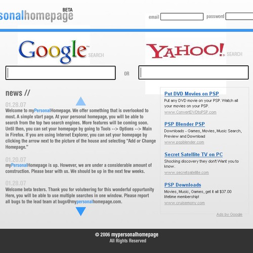 very clean web 2.0 startpage Diseño de phostermedia