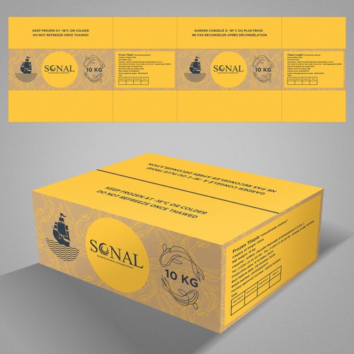 TILAPIA MASTER CARTON WITH YELLOW BACKGROUND Design by WolfBell