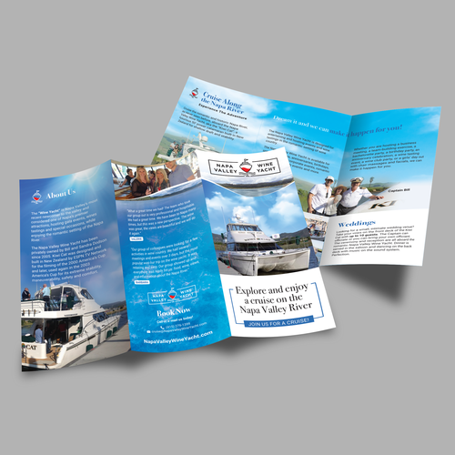 Tri-fold brochure for Napa Valley Wine Yacht tours Design by Adi Azudin