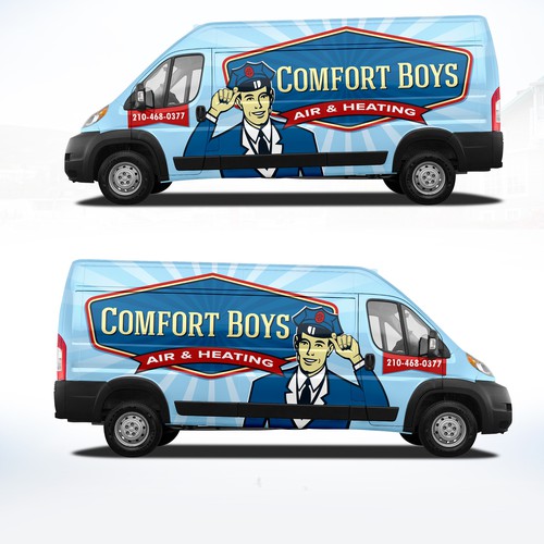 Comfort Boys Service Company New Retro Van Wrap Design Design by DuhaCreative