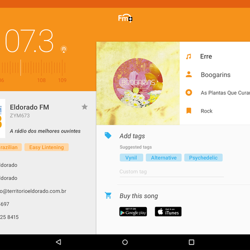 Re-Imagine Broadcast Radio - Android app re-design. Design by Rafael Marcon