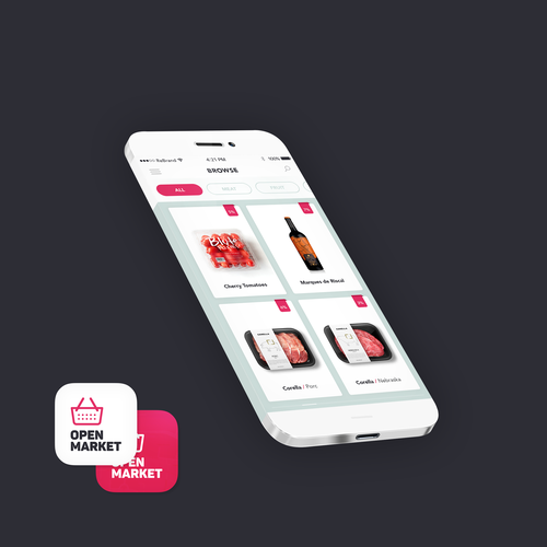 Fun flat app for a supermarket. Design réalisé par Re Brand