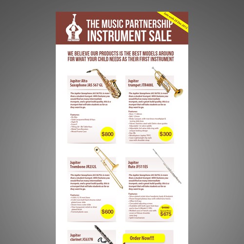 Flyer for musical instrument sale for school students Postcard, flyer