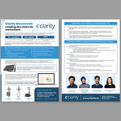 Design one-pager company overview Design by Dzhafir