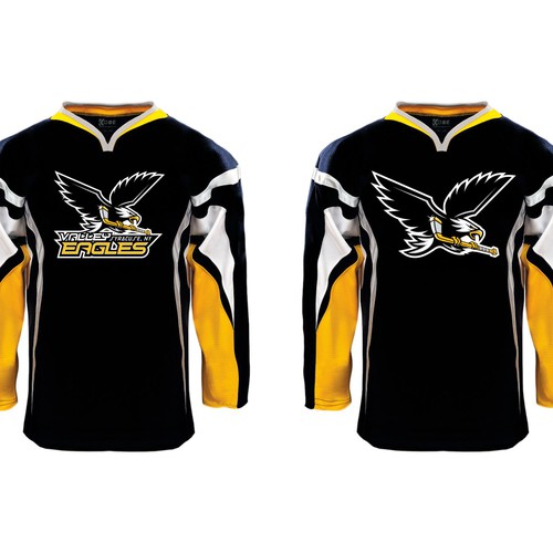 BOLD NEW SPORTS LOGO/EAGLE MASCOT needed for youth ice hockey association Design by Freshradiation