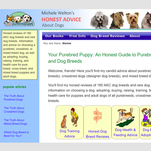 Love puppies? Add your creative touches to the banner/header of yourpurebredpuppy.com