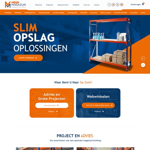 Creative website templates for a leading pallet racks company_ Meermagazijn Design by Adventix