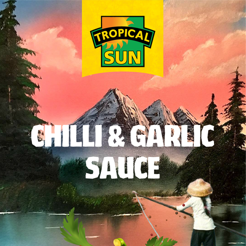 Tropical Sun Chilli & Garlic Sauce Label Digital Painting Ontwerp door thebrilland