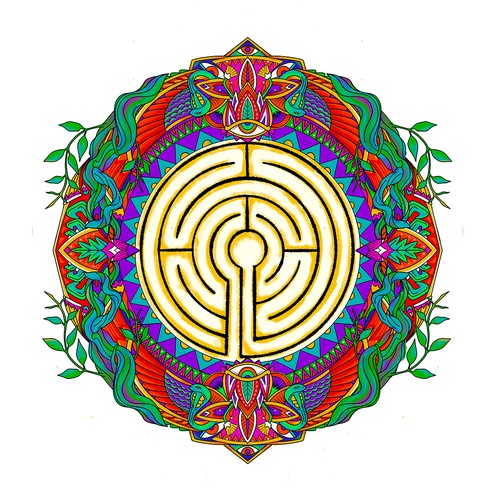 Sacred Labyrinth Psychedelic Tattoo Design by prim