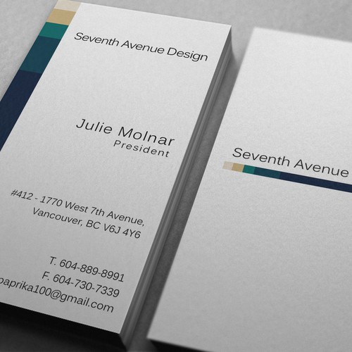 Design di Quick & Easy Business Card For Seventh Avenue Design di Viktorijan