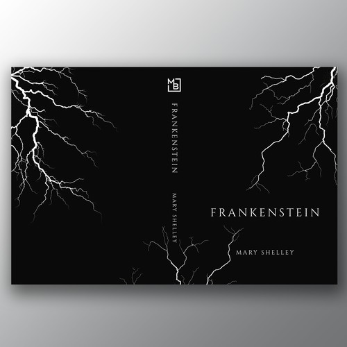 Design a book cover for an unique edition of Frankenstein, fully printed on black paper Design by Brandkore™