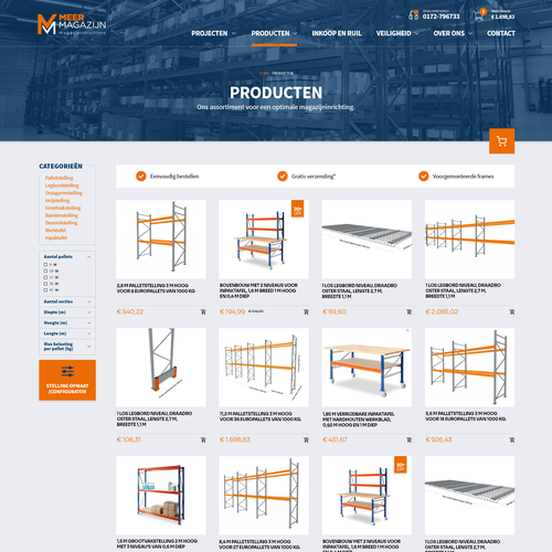 Creative website templates for a leading pallet racks company_ Meermagazijn Réalisé par ChickenDinner