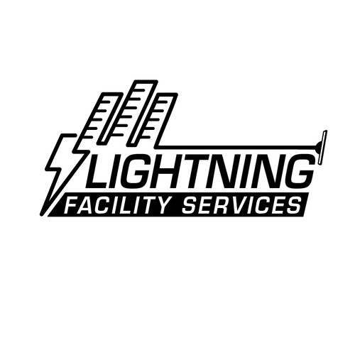 Cool logo using a lightning bolt for commercial maintenance/cleaning company. Design by Faizio