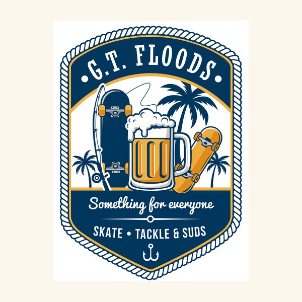 Beer, Skate and Fishing. Winning Logo Design