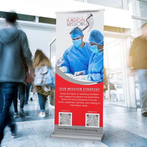 Surgical Non-Profit needs two 33x84in retractable banners for exhibitions Design by M!ZTA