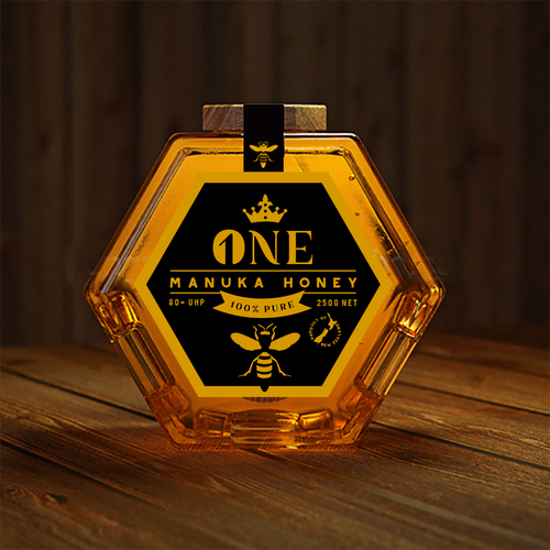 Design a minimalist upmarket Honey Jar Label for this Glass bottle Design by Helma