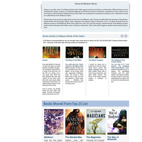 Help Best Fantasy Books with a new website design Réalisé par rosiee007