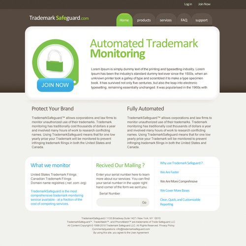 website design for Trademark Safeguard デザイン by Matusy