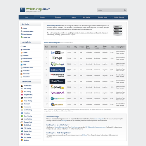 Redesign WebHostingChoice.com Design by blugraphic