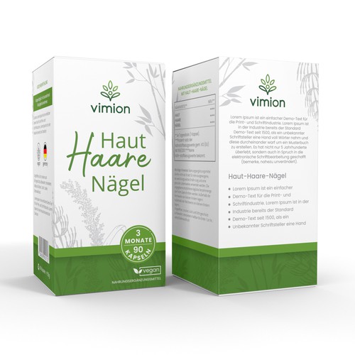 Packaging design for a German brand of high-quality food supplements Design by Packagingholic