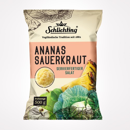 Diseño de Stayin alife - Refresh an old fashion package for Salad with Sauerkraut, Pineapple and Apple de Jena-288