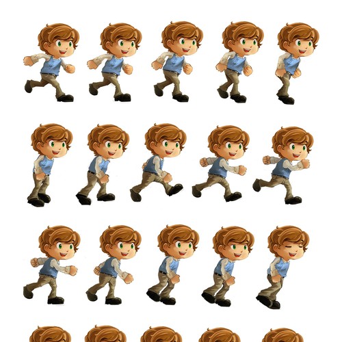 Design Sprite Sheet for Puzzle-Adventure Game Character! Design by Agrii