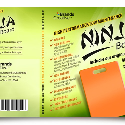 Ninja cutting board product leaflet Design by Adrian Medel