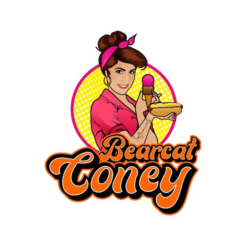 G-Rated Cartoon PinUp Girl girl logo for Retro Coney Hotdog restaurant Design by MALATHY