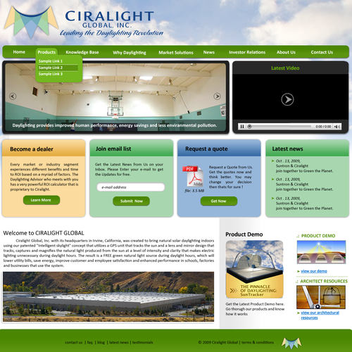 Website for Green Energy Smart Skylight Product Diseño de Wanted