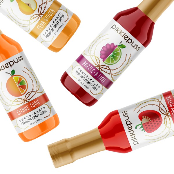 Diseño de Mila Katagarova titulado "Branding for shrub-based mixers "