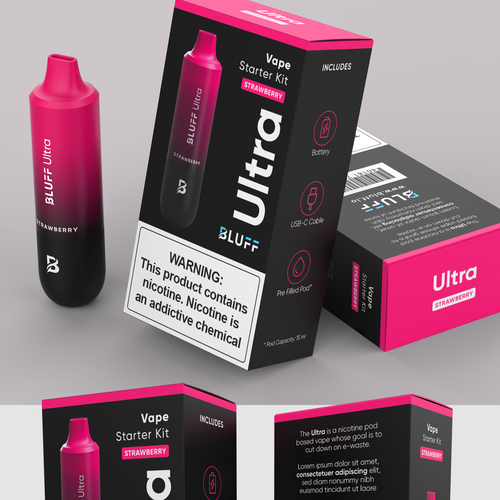 Vape packaging for a new more eco friendly vaping company Design by Andrea Branchesi