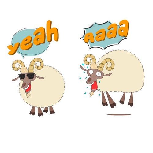 Cute/Funny/Sassy Goat Character(s) 12 Sticker Pack Ontwerp door Pawon Bedjo !