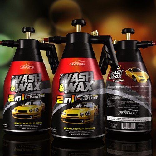 Glosspro "2 in 1 Car Wash and Wax" (Waterless Carwash)  Label Design by syahaqilah™