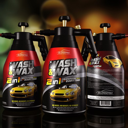 Glosspro "2 in 1 Car Wash and Wax" (Waterless Carwash)  Label Design réalisé par syahaqilah