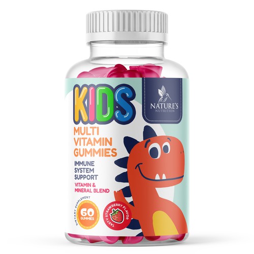 Tasty Kids Multivitamin Gummies Product Label for Nature's Nutrition Design by gs-designs