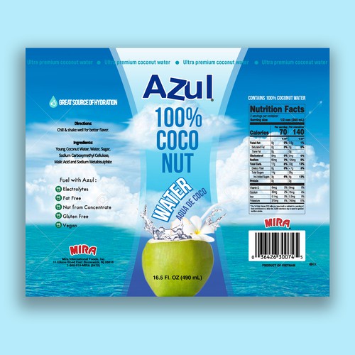 HELP CREATE A COCONUT WATER LABEL PART OF COCONUT WATER LINEUP 100% COCONUT WATER Diseño de Nirmana92