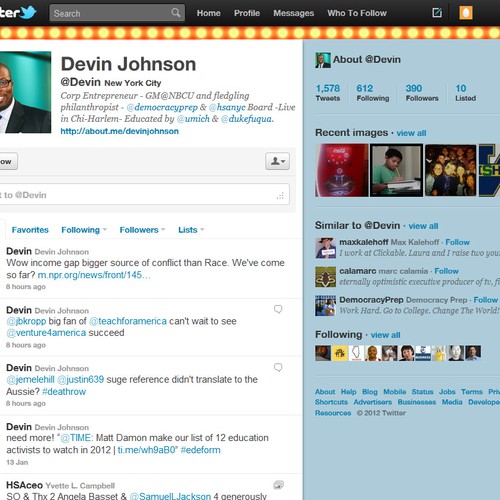 DJohnson needs a new twitter background Design por BW Designs