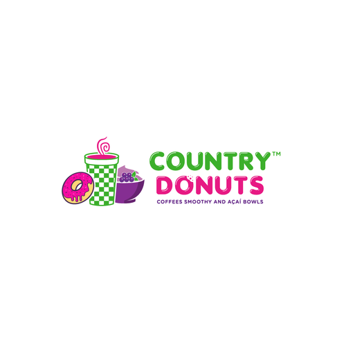 We need a modern exciting logo to encompasses our Name Country Donuts Coffee smoothy bowls Design réalisé par ropix