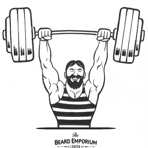 Strongman character design creation for The Beard Emporium.com Design by TraditionStudio