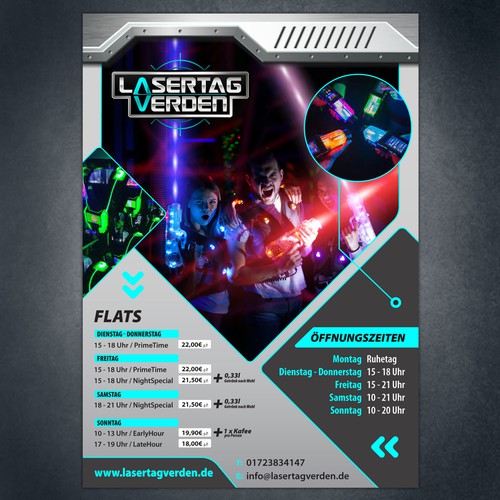 "Gestalte ein Flyer für die Neueröffnung eine Lasertag ladens" ganador Postal, flyer o impreso por Stefanosp