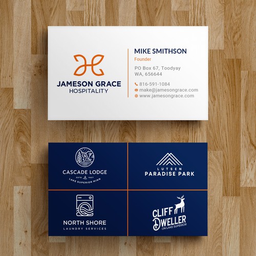 Create a modern and clean business card for a parent company with 4 subsidiaries Design by Roni_