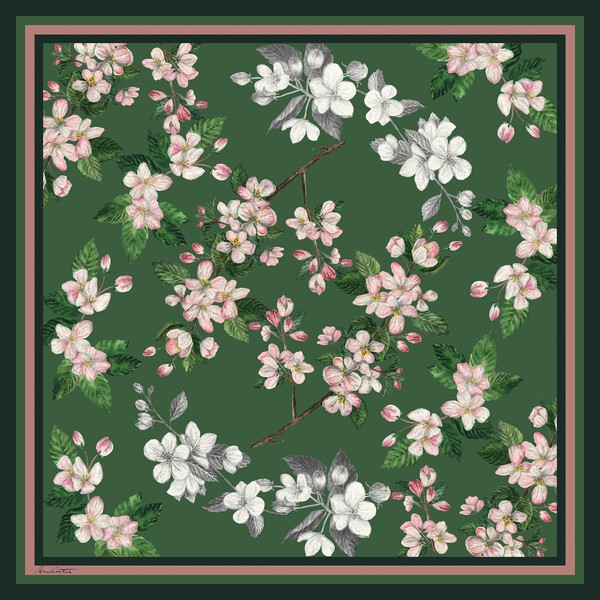 Design by Maria Costake titled "Apple Flowers Silk Scarf"