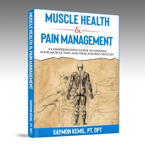 Book cover with a drawing images of the human anatomy combining muscles and bone structure. Design by inventivao