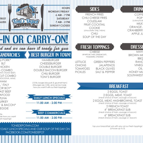 Sub & Burger Restaurant needs NEW DESIGN take out menu! Design by esse.