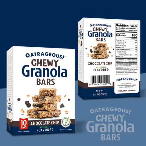 DESIGN EYE-CATCHING PACKAGING FOR CHOCOLATE CHIP CHEWY GRANOLA BARS! Design by Unik ART