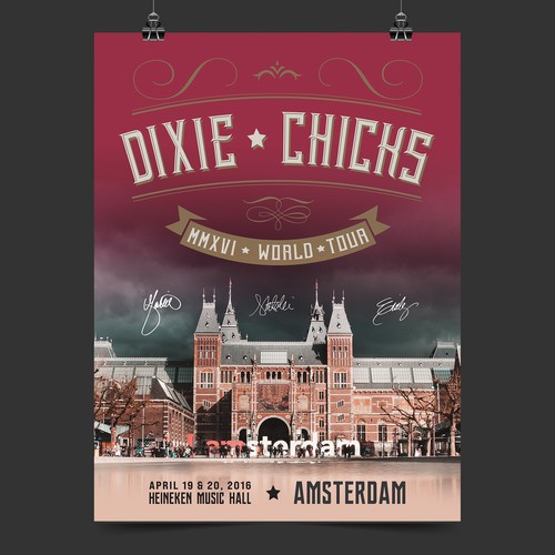 Dixie Chicks 2016 Amsterdam Concert Poster Design by BatangKalye