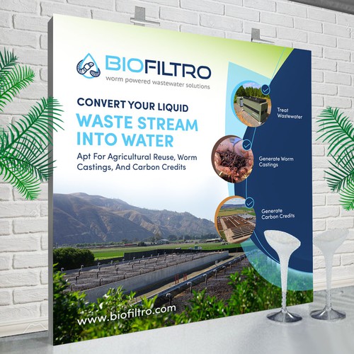 Design a Clean Trade Show Backdrop/Podium for a Regenerative Agriculture/Wastewater Company Design by Designbe